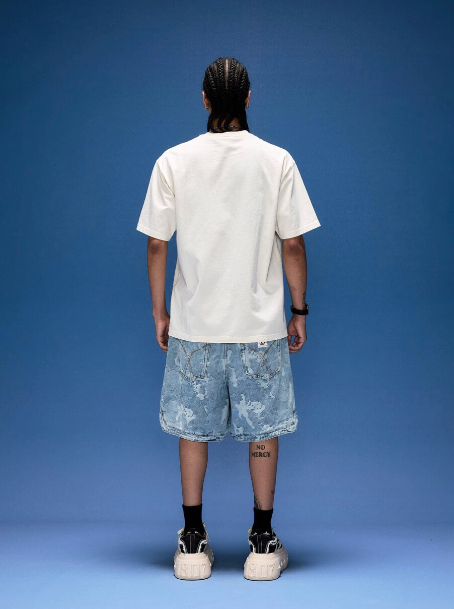 1807 I Love Graffiti Print Distressed Short Sleeve Tee