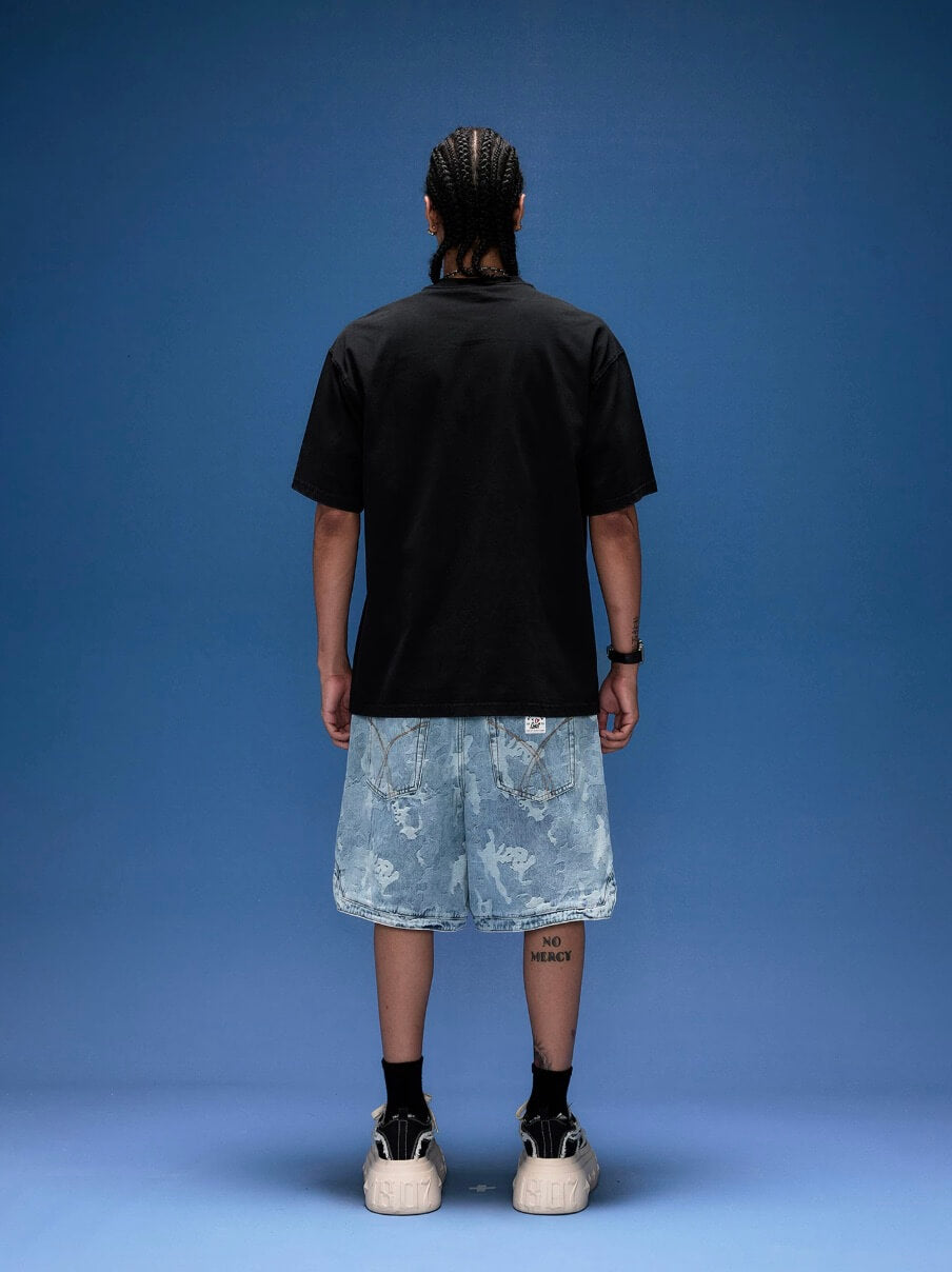 1807 I Love Graffiti Print Distressed Short Sleeve Tee