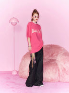 1807 Barbie Glitter Graphic Short Sleeve Tee