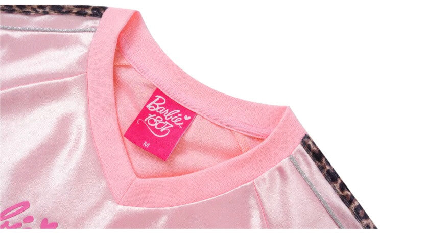 1807 Barbie Leopard Print Patch Long Sleeve Hockey Jersey