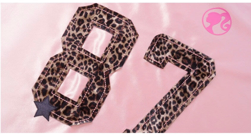 1807 Barbie Leopard Print Patch Long Sleeve Hockey Jersey