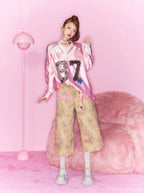 1807 Barbie Leopard Print Patch Long Sleeve Hockey Jersey