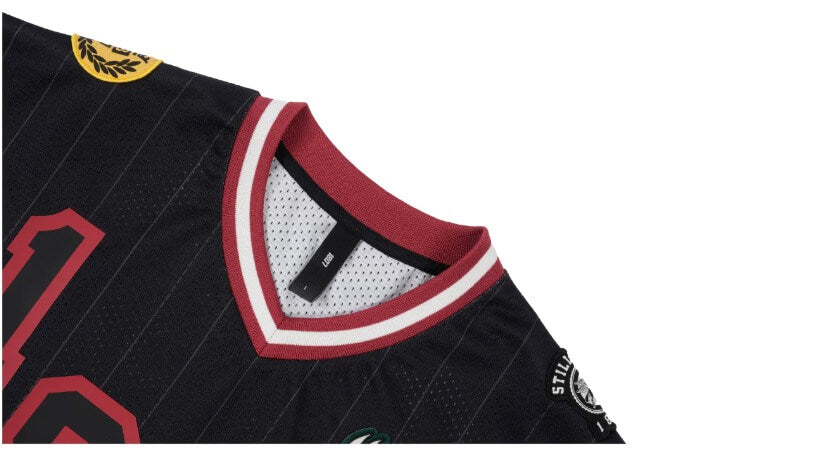 1807 Print Patch V Neck Mesh Long Sleeve Hockey Jersey