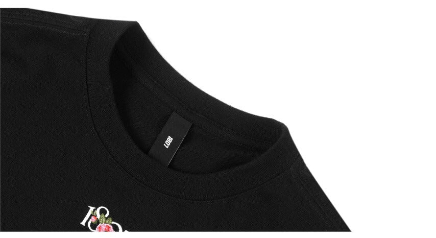 1807 Rose Logo Print Embroidered Short Sleeve Tee