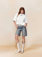 1807 Rose Logo Print Embroidered Short Sleeve Tee