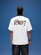 1807 Rose Logo Print Embroidered Short Sleeve Tee