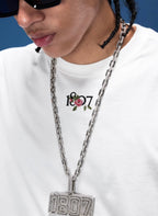 1807 Rose Logo Print Embroidered Short Sleeve Tee