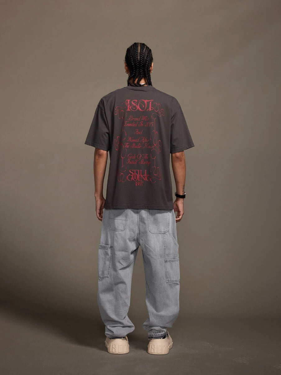 1807 Floral Message Logo 3D Print Distressed Short Sleeve Tee