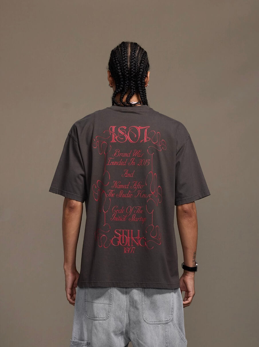 1807 Floral Message Logo 3D Print Distressed Short Sleeve Tee