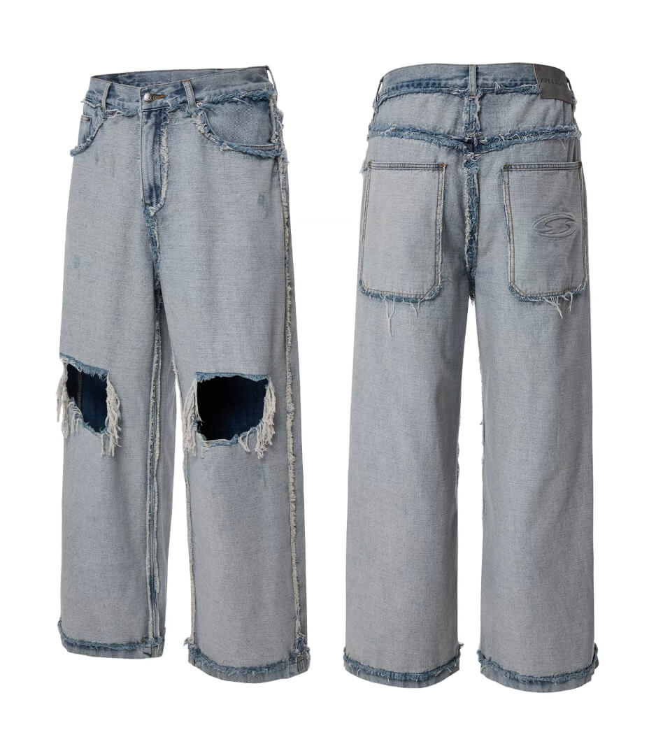 F2CE Inside Out Washed Distressed Ripped Jeans