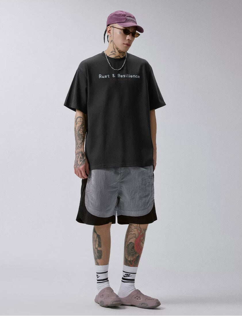 F2CE Metallic Nylon Patchwork Shorts