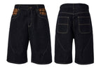 F2CE Plaid Pocket Patchwork Denim Baggy Shorts
