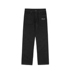 Cashrules Embroidered Loose Black Denim Pants