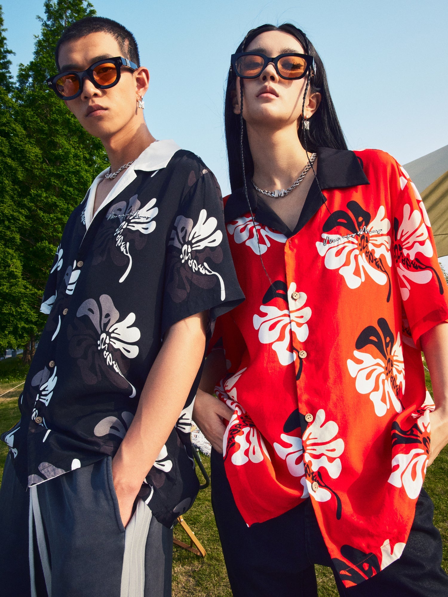 MEDM Lapel Color Short Sleeved Hawaiian Shirt