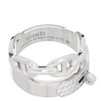 18K White Gold Kelly Diamond Double Tour Chaine d'Ancre Pave Ring 50 5.5