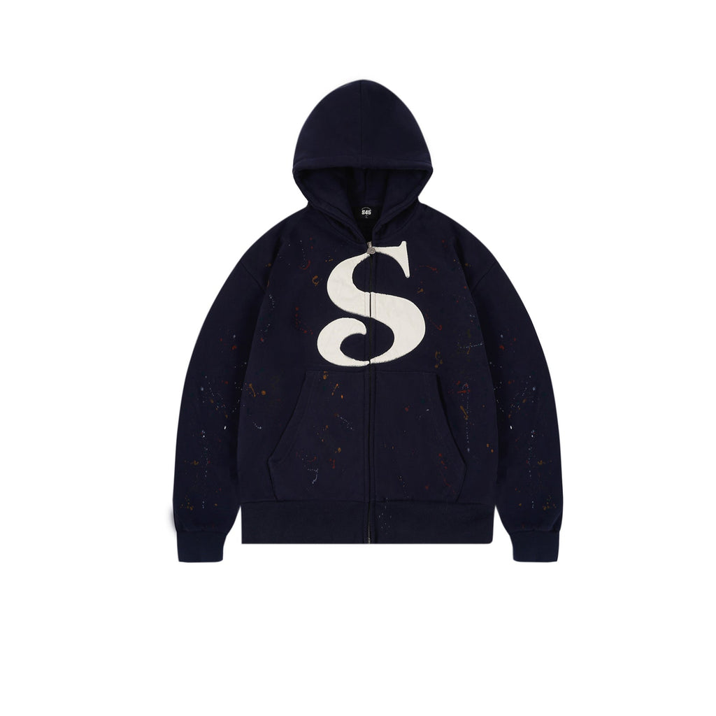 S45 Large S Logo Ink Splash Zip Up Hoodie