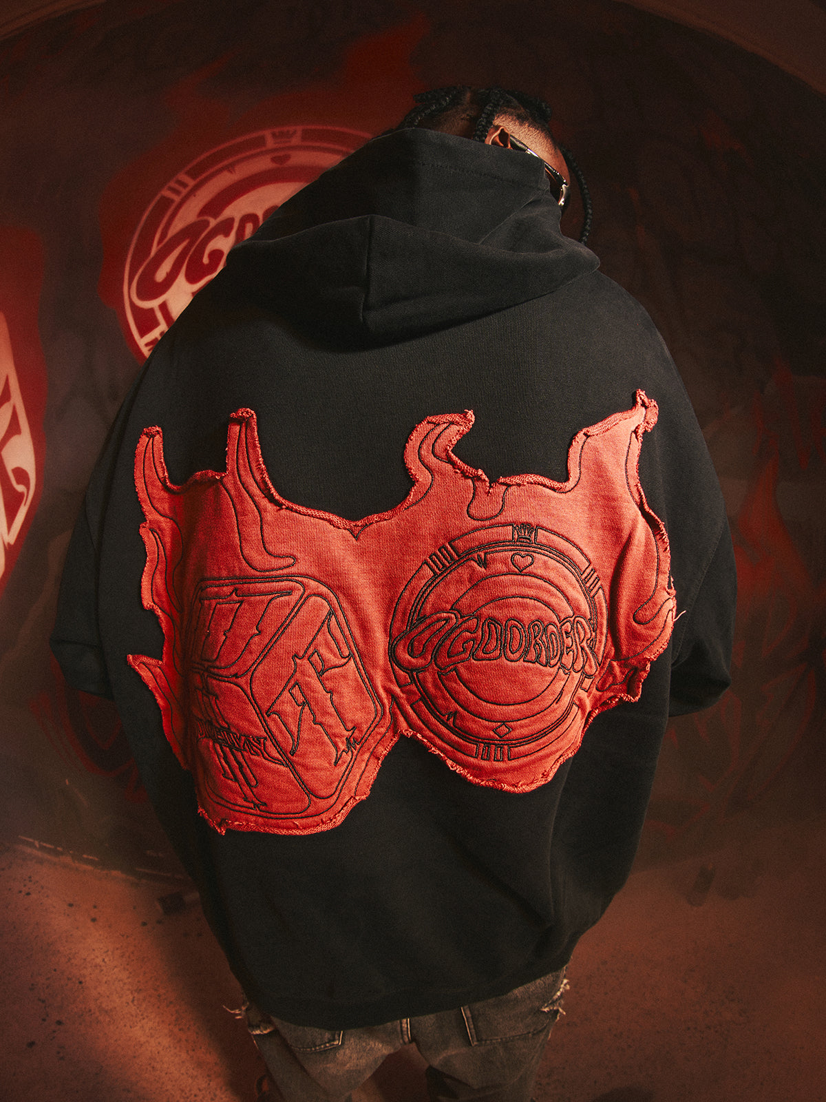 DICETINY x OLD ORDER Flame Dice Patch Hoodie