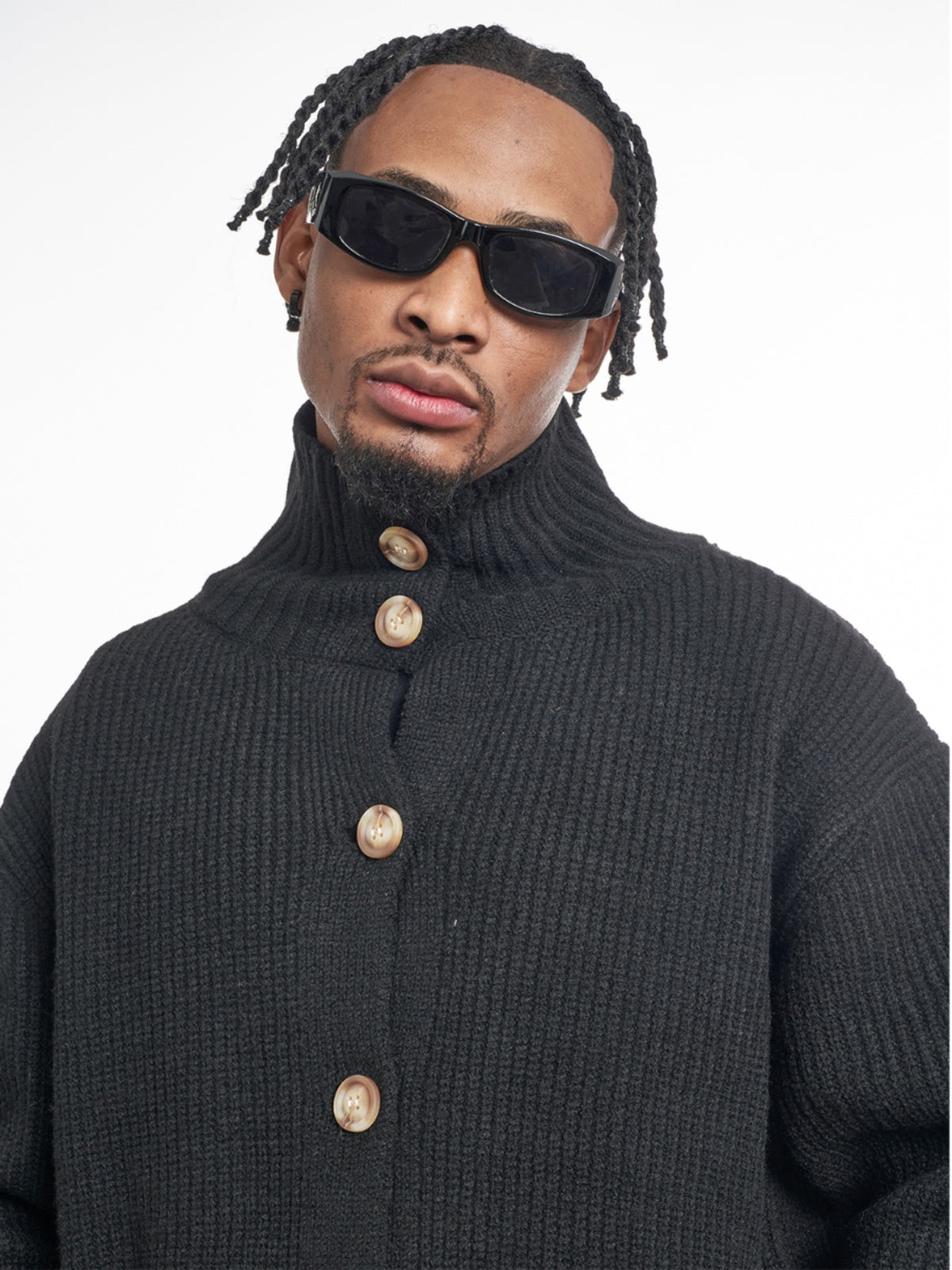 F3F Select High Neck Collar Button Knit Cardigan