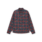 DICETINY Embroidered Leather Metal Logo Button Plaid Long Sleeved Shirt