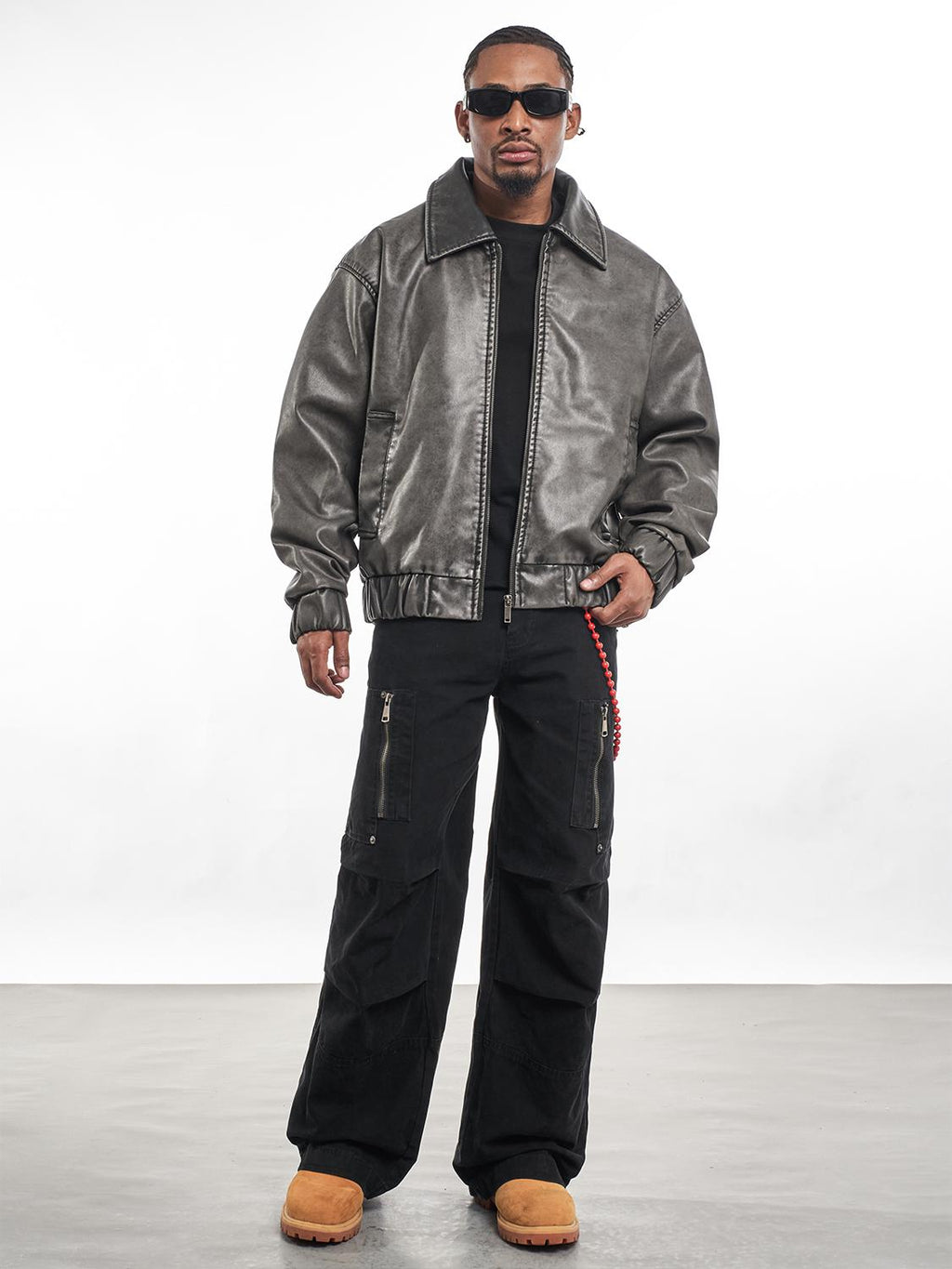 F3F Select Vintage PU Leather Zip Up Jacket