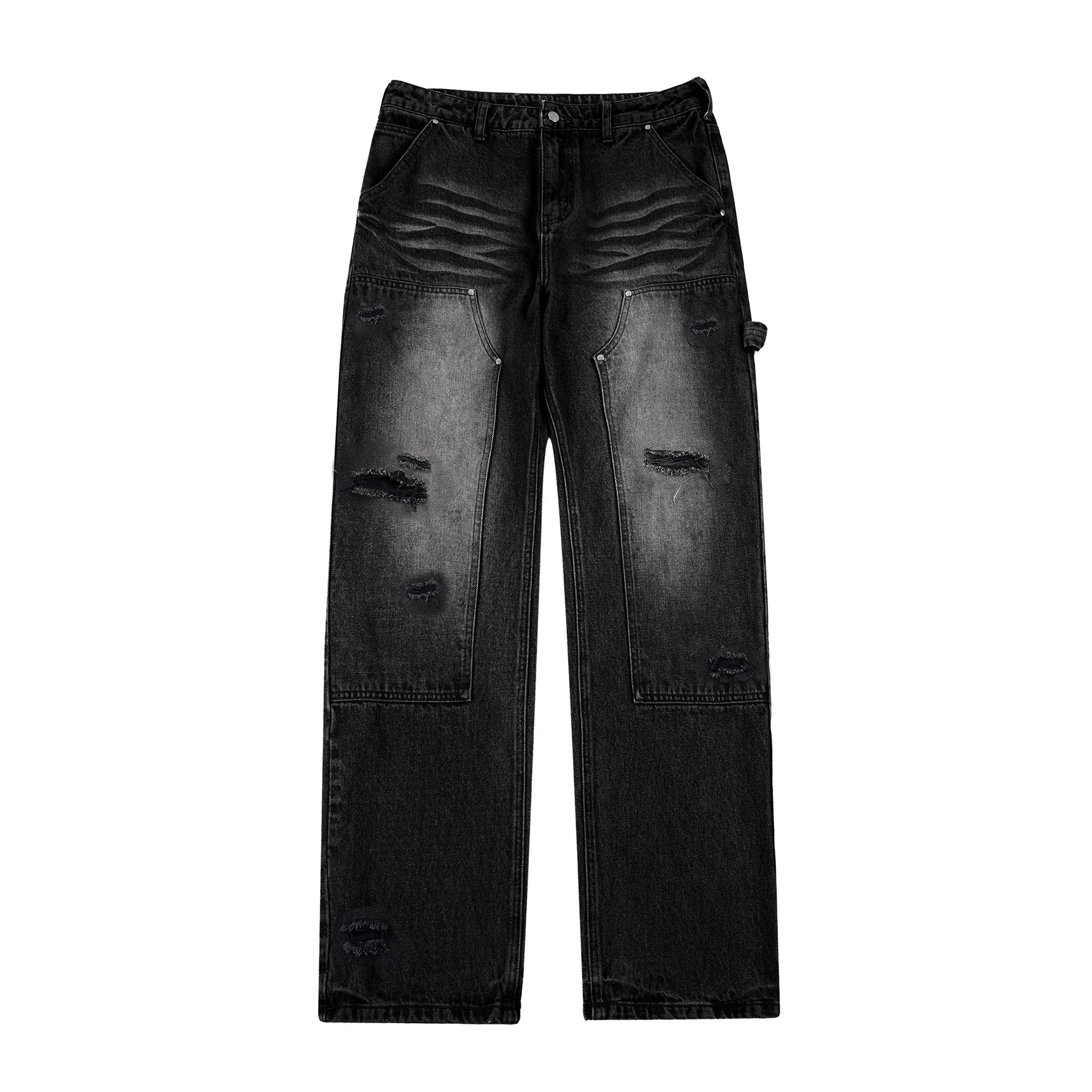 S45 Hole Washed Double Knee Jeans