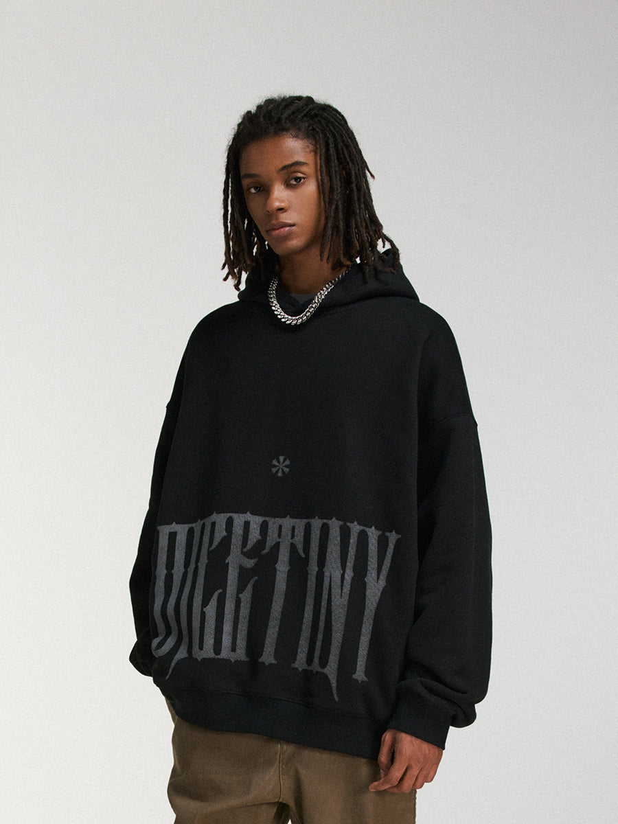 DICETINY Distressed Logo Printed Hoodie