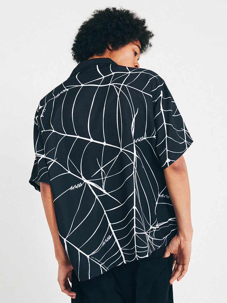 ANTIDOTE Spider Web Print Short Sleeved Shirt