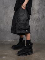UNDERWATER Wax Bandage Multi Pocket Rivet Work Shorts