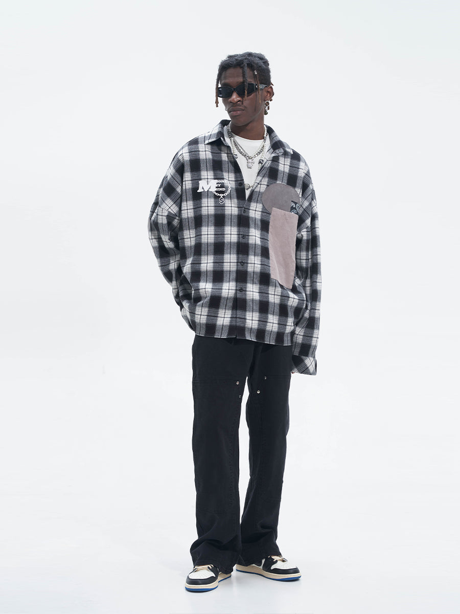 Harsh and Cruel Patchwork Plaid Long Sleeve Shirt