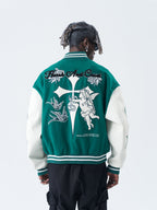 Harsh and Cruel Cross Angel Embroidered Varsity Jacket