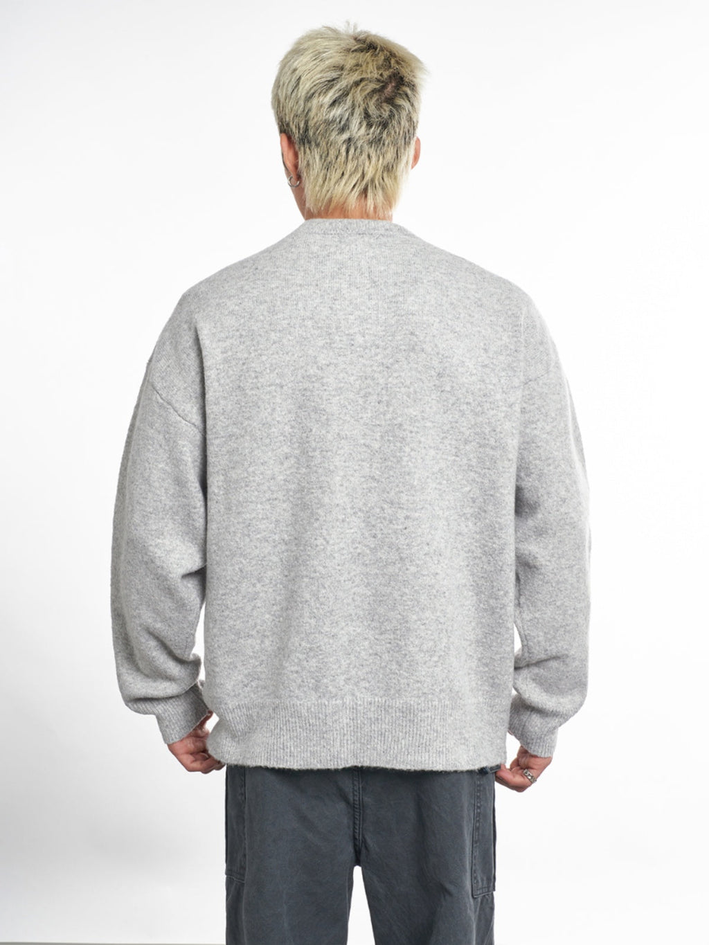 F3F Select Relaxed Fit Henley Neck Knit Sweater