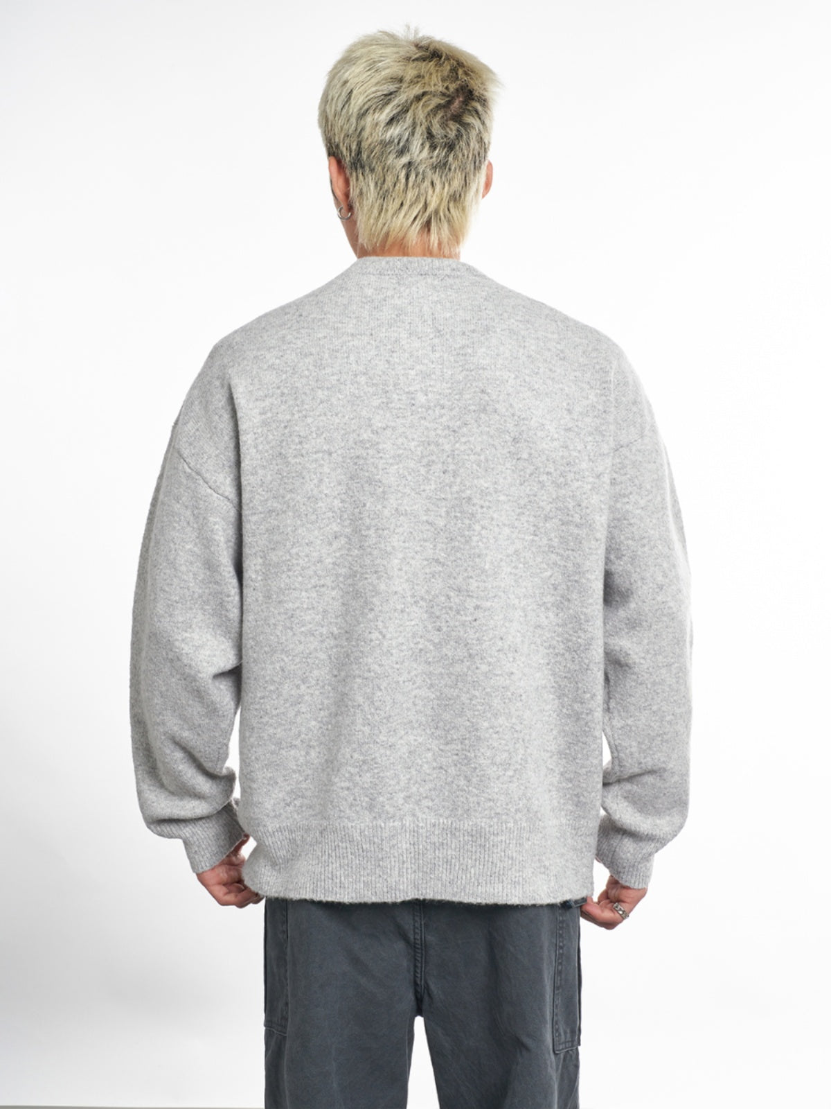 F3F Select Relaxed Fit Henley Neck Knit Sweater