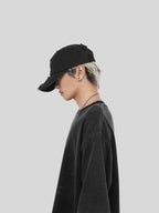 UNDERWATER Washed Ripped Cut Logo Embroidered Baseball Cap