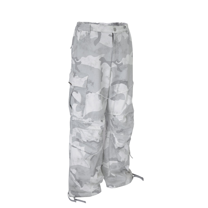F2CE Gray White Camouflage Baggy Cargo Pants