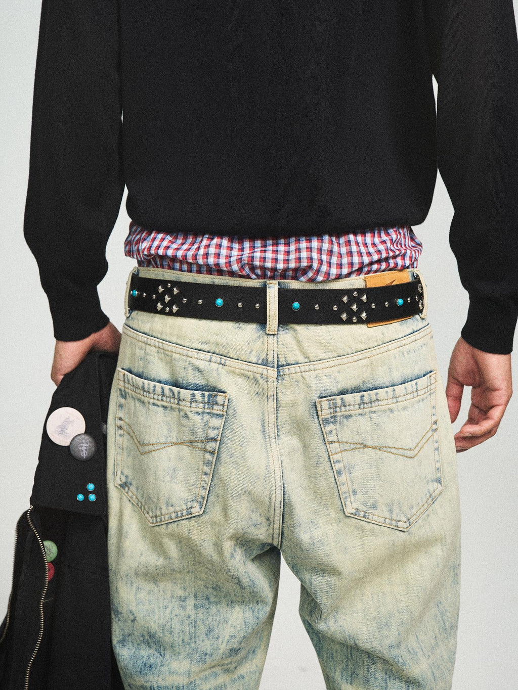 STEEPC Turquoise Studded Tanned Leather Belt