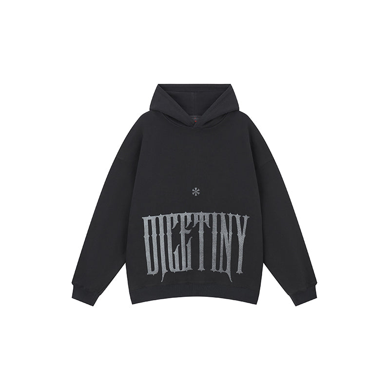 DICETINY Distressed Logo Printed Hoodie