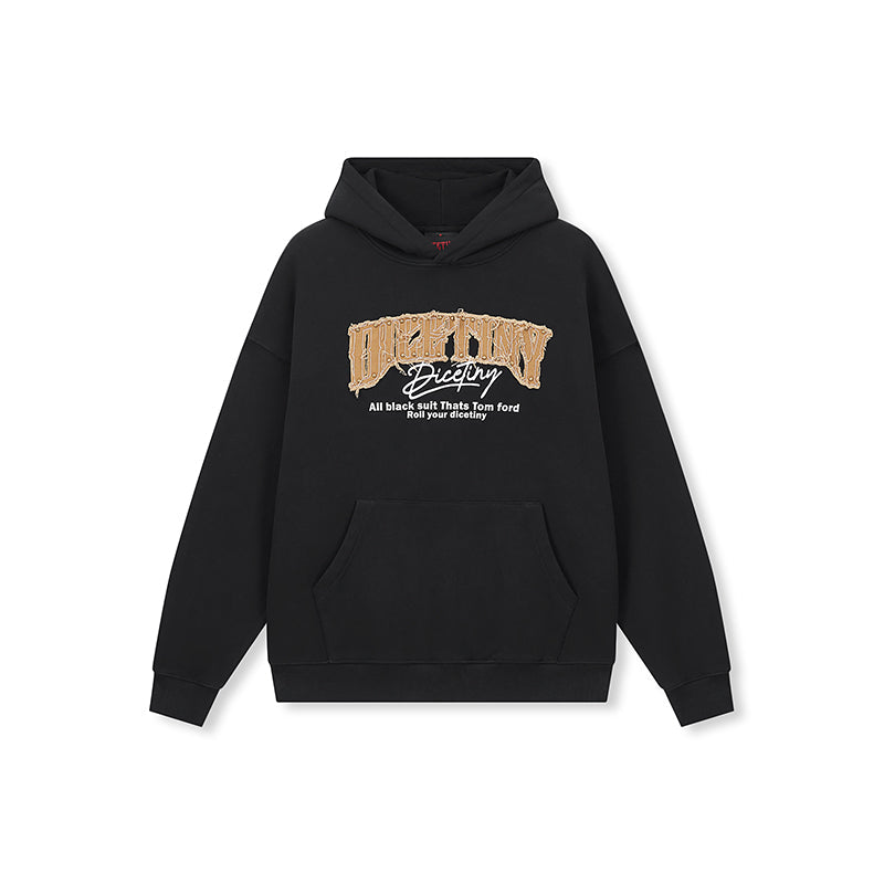 DICETINY Denim Patch Logo Studs Hoodie
