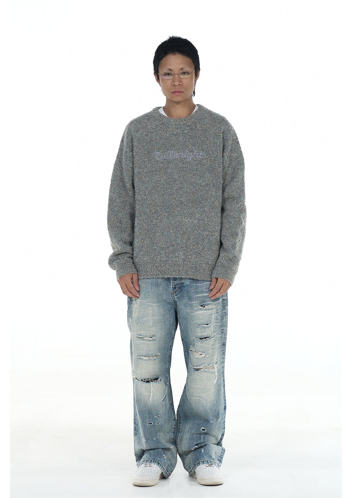 EVILKNIGHT(EK) Sweet Embroidered Custom Dyed Knit Sweater