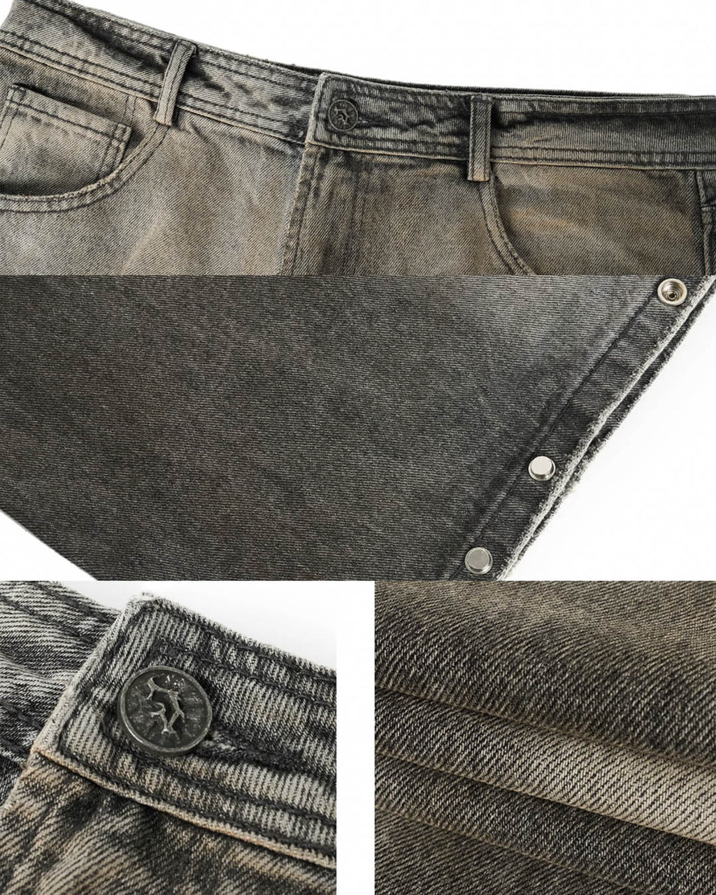 JHYQ Washed Dirty Dyed Gray Baggy Jeans