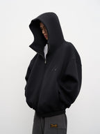 AFGK Air Layer High Collar Embroidered Oversized Zip-Up Hoodie