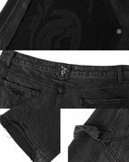 JHYQ Mesh Stitching Double Knee Jeans