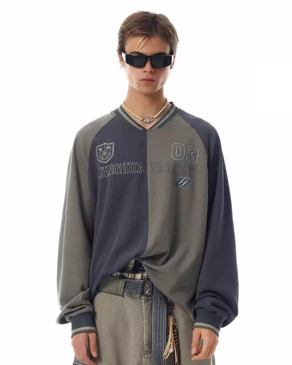 JHYQ Contrast Color Stitching Long Sleeved Jersey Tee
