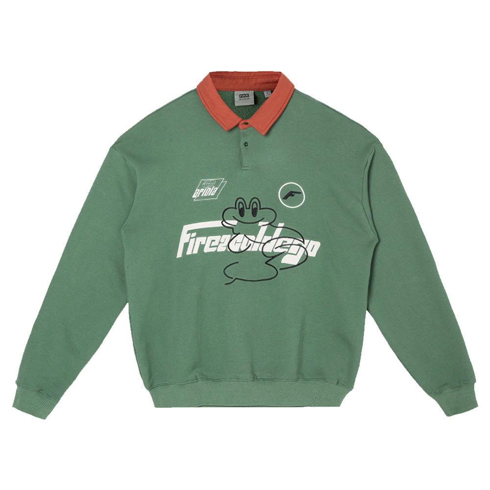 F2CE Fire 2 Cold Ego LOGO Vintage Print Polo Sweatshirts