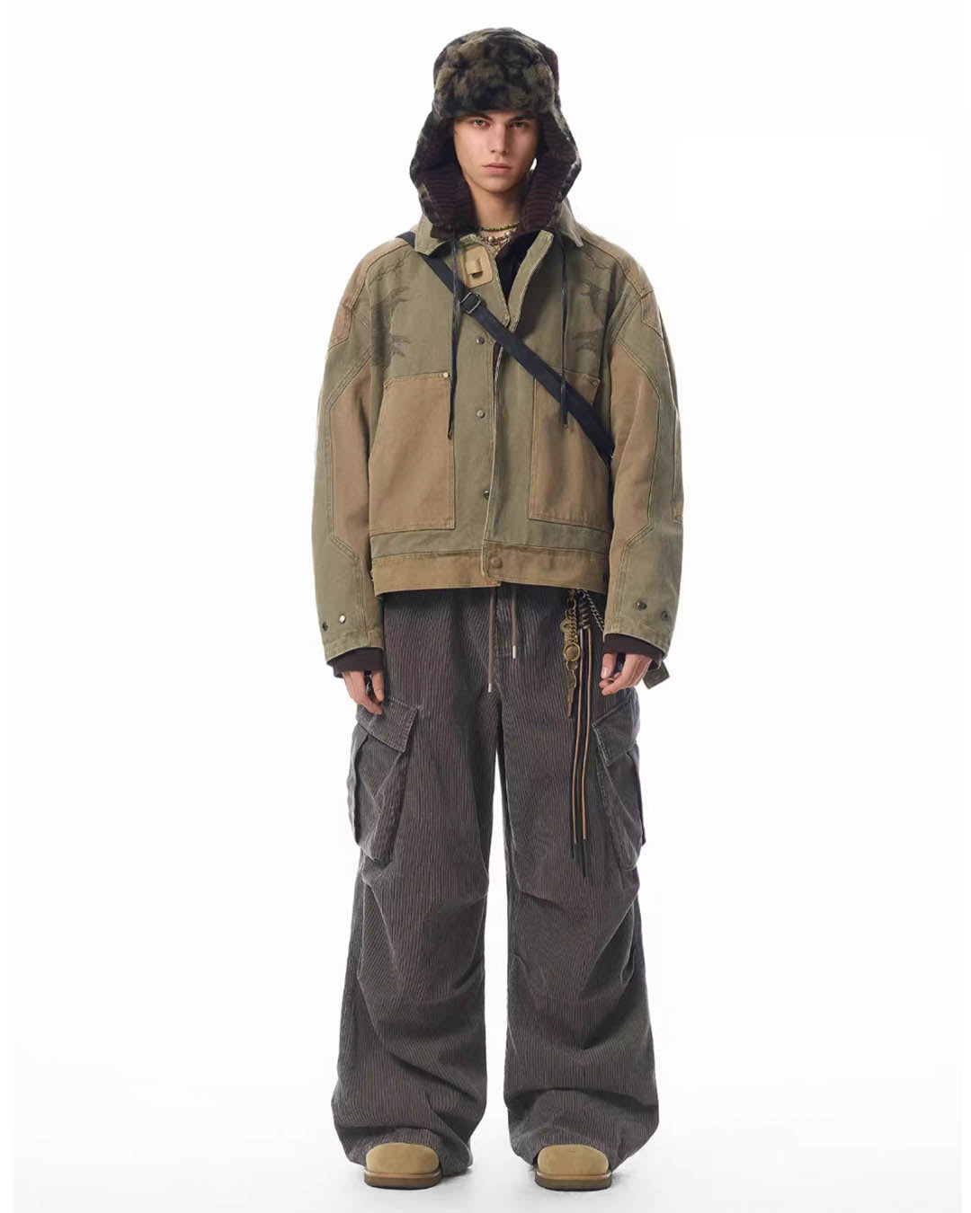 JHYQ Contrast Color Stitching Printed Canvas Work Jacket