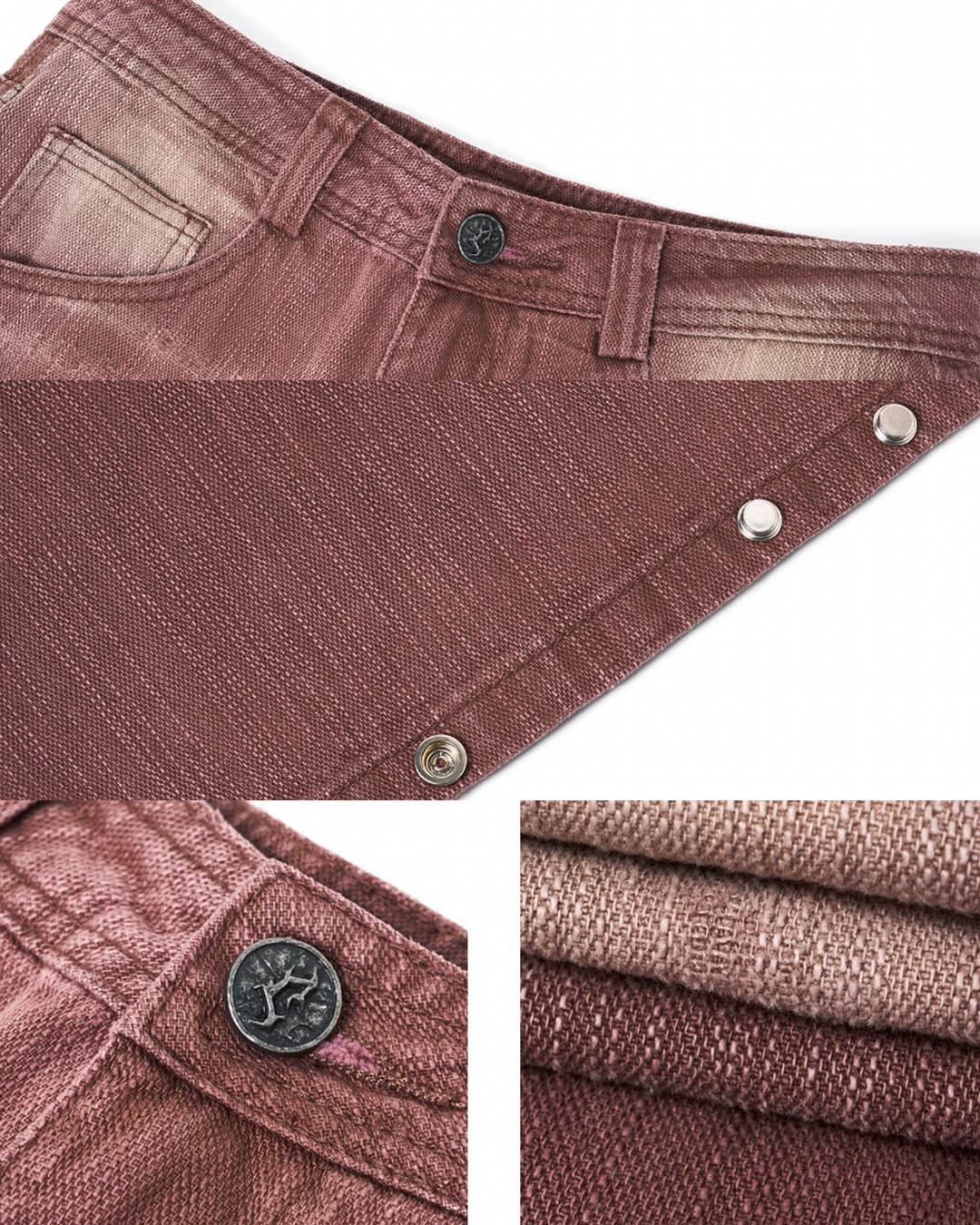 JHYQ Bordeaux Red Wash Baggy Jeans