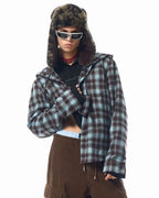 JHYQ Casual Basic Plaid Hooded Long Sleeved Shirt