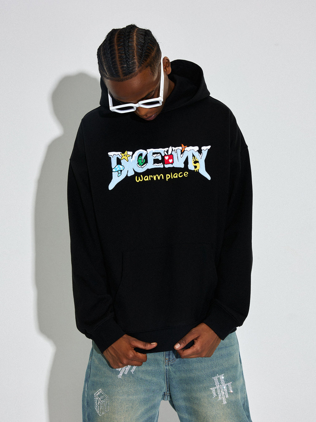DICETINY Comics Logo 3D Embroidery Hoodie