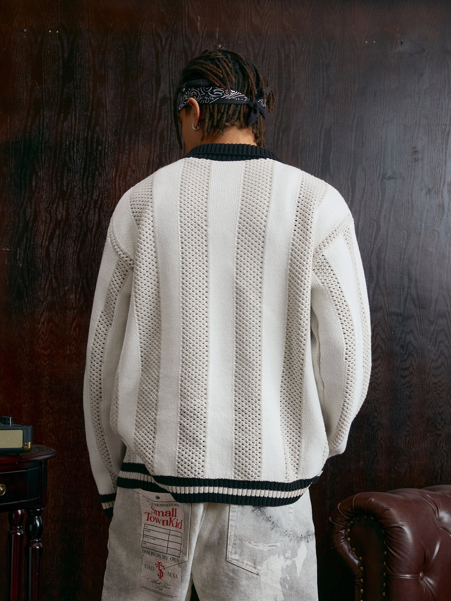 Small Town Kid Striped Knit Polo Sweater