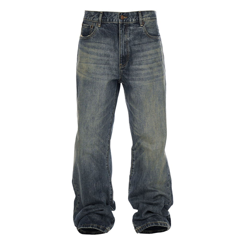 STEEPC Vintage Washed Cat Whisker Bootcut Jeans