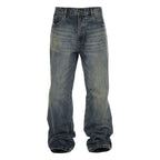 STEEPC Vintage Washed Cat Whisker Bootcut Jeans
